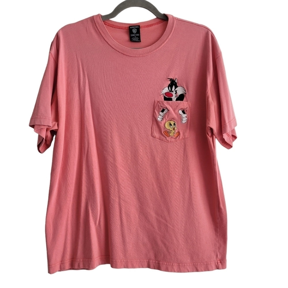 VTG Warner Bros. Studio Store‎ Melon Embroidered Sylvester Tweety T-Shirt